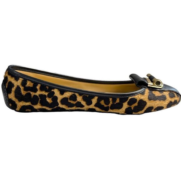 Michael Kors Women's Black Brown Animal  Print Cushioned Ballet Flat Shoes 9 - Picture 5 of 7